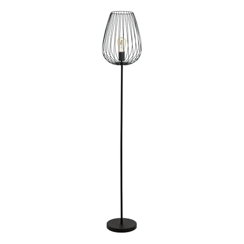 Image of Eglo Newtown Vintage Floor Light, Black Steel Living Room Standing lamp with Foot Switch, E27 Socket