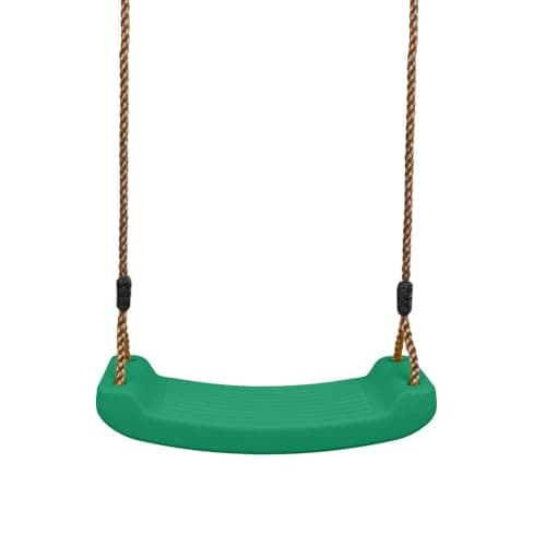 Image of Kids Outdoor Swing Seat with Strong Braided Ropes & Length Control Hinge – Heavy-Duty Playground Swing for Ages 3-10 – 100kg Capacity – Clamp Fixation (Green)