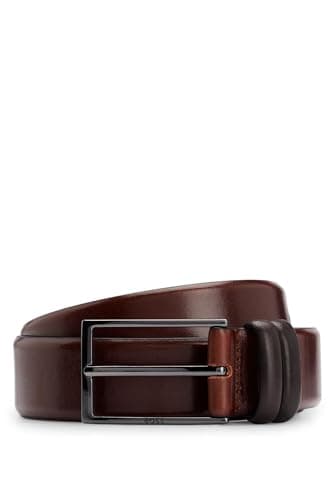 Image of HUGO BOSS Men's Belt, Carmello, Real Leather with Metal Buckle - Medium Brown: : 90 cm