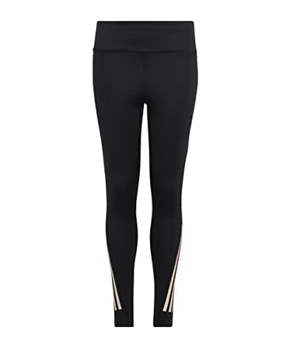 Image of adidas Girl's AEROREADY 3-Stripes High-Rise 7/8 Optime Pocket Tights, Black / White, 14-15 Years