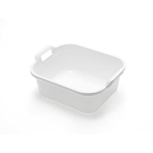 Image of Addis Rectangular Washing Up Bowl with Handles, White, 39 x 32 x 14 cm