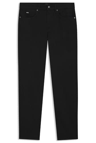 Image of BOSS Mens H-Delaware Black-Black Slim-fit Jeans in Italian Denim