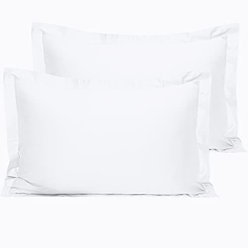 Image of NTBAY 2 Pack 500 Thread Count 100% Egyptian Cotton Oxford Pillowcases, Super Soft and Breathable Euro Standard Pillow Cases | Hotel Quality Pillow Shams, 50x75 cm, White