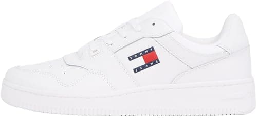 Image of Tommy Jeans Men's Tjm Retro Basket Ess Em0em01395 Cupsole Sneaker, White, 10 UK