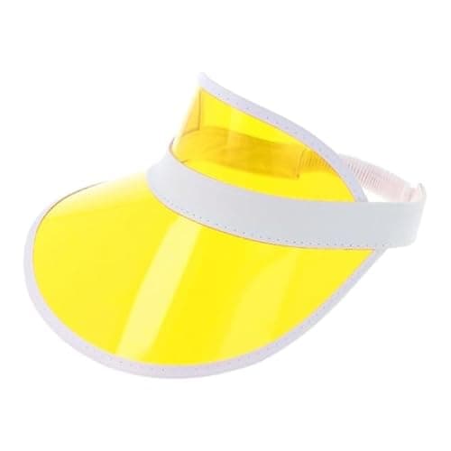 Image of FNA FASHIONS® Neon Nostalgia: Unisex Retro 80s Sun Visor Hat - Vibrant Colors for a Stylish Throwback Look (UK, Alpha, One Size, Yellow)