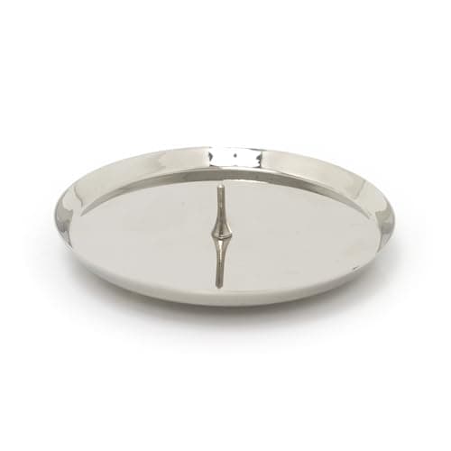 Image of Carousel Home Silver Round Metal Spike Candle Holder Pillar Candle Plate Stand 10cm