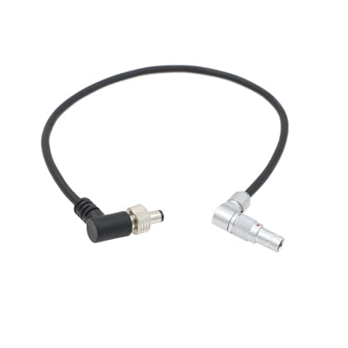 Image of HangTon Rotated Right Angle 0B 2 Pin to Locking DC Barrel Power Cable for Z Cam E2-F6 S6 F8 Camera to Atomos Shogun Flame, Shogun Inferno, Ninja V Monitor