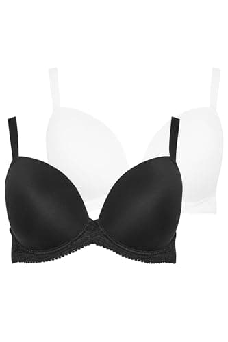 Image of Yourset 2 Pack Curve White & Black Soft Touch Moulded Underwired T-Shirt Bras - Women's - Plus Size Curve