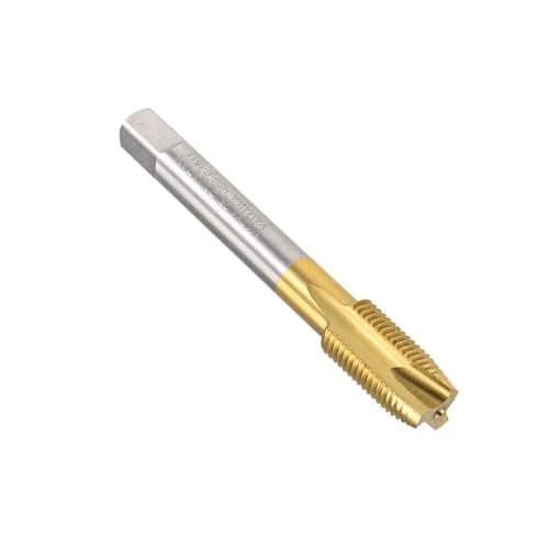 Image of MACHSWON Spiral Point Plug Threading Tap M12 x 1.25mm, for Drilling and Tapping, H2 3 Flutes HSS, Titanium Coated, Round Shank with Square End Metric Screw Taps Tapping Bit, 1pcs