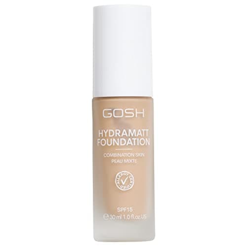 Image of GOSH Foundation with SPF 15 for Light and Dark Skin, Vegan, Matte Makeup for Dry, Sensitive and Oily Skin, Smudge- and Sweat-Proof, Oil-Free, Adjustable Coverage, No Mask Effect, 008N