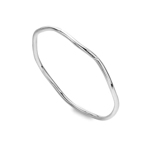 Image of Hot Diamonds X Tasha Ghouri Wave Diamond Silver Bangle | 925 Sterling Silver Stacking Bangle with a Real Hand Set Diamond | Gift Wrapping Included