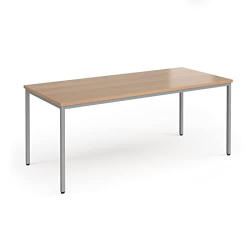 Image of Mr Office Flexi 25 rectangular table with silver frame 800mm deep, 1800, Beech