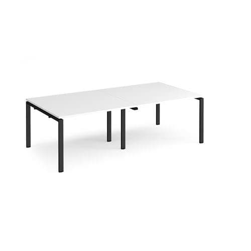 Image of Office Monster Murray rectangular boardroom table 2400mm x 1200mm - black frame, white top