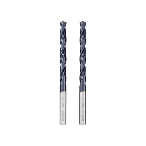 Image of Hilpaty Cobalt Drill Bits 6.5mm x 2pcs M35 HSS Drill Bit for Metal, AlTiN Coating, Standard DIN 338 (6.5mm x 101mm x 2pcs)