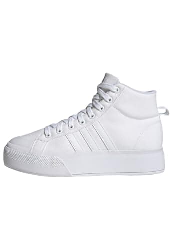 Image of adidas Women's Bravada 2.0 Platform Mid Shoes, Cloud White/Cloud White/Chalk White, 4 UK