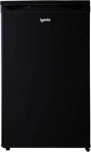 Image of Igenix IG255B Freestanding Under Counter Larder Fridge with 2 Adjustable Glass Shelves, 1 Salad Drawer with Shelf On Top, Reversible Door, 131 Litre Capacity, 55 cm Wide, Black
