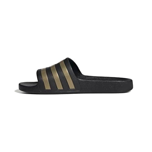 Image of adidas Unisex Adilette Aqua Slides, Core Black / Gold Metallic / Core Black, 9 UK