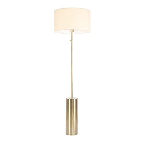Image of ValueLights | Antique Brass Single Stem Rotary Dimmer Switch Floor Lamp with Natural Drum Shade | Floor Lamps & Torchieres, Home Décor & Improvement Essential | Includes Bulb