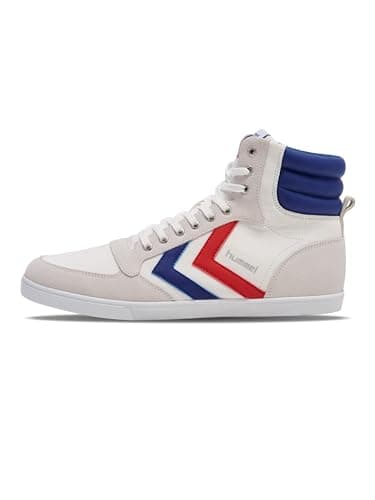 Image of Hummel Unisex Slimmer Stadil High Hi-Top Trainers ,White Blue Red Gum 63 511 9228,10.5 UK