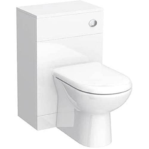 Image of VeeBath Linx 500x330 WC and Back to Wall Toilet, Ceramic D Shape Soft Close Toilet Seat, Concealed Cistern for Bathroom- Gloss White