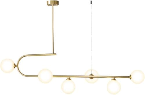 Image of 4-Light Adjustable Pendant Chandelier with Glass Globes, Copper Finish for Home & Restaurant Lighting in Dining Room, Living Room, Bedroom, Hallway