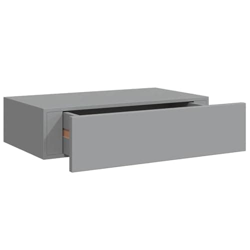 Image of vidaXL Wall-Mounted Drawer Shelf in Grey - Compact and Versatile Storage Solution in MDF and Metal for Living Room - Dimensions 40x23.5x10cm - Requires Assembly