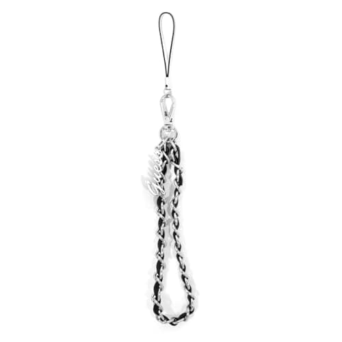 Image of GUESS GUSTSASSK Metal Mobile Phone Bracelet with Logo Charm Black X Metal Agate