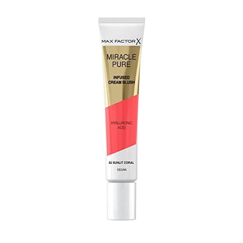 Image of Max Factor Miracle Pure Cream Blush 02 Sunlit Coral, Moisturising, Plumps & Hydrates, Buildable Glow, Infused with Hyaluronic Acid & Squalene, Fresh & Healthy Looking Skin, 100% Vegan