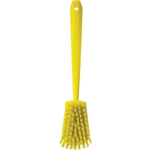 Image of Vikan 41866 Hand-Held Hand Brush, Polypropylene, Polyester Bristle, 15-3/4", Yellow