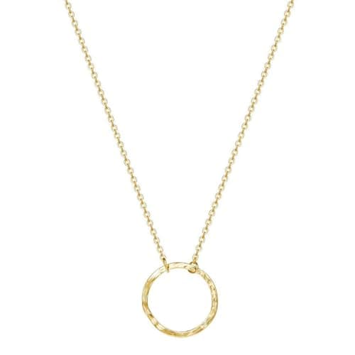 Image of Jenosy 18K Gold Plated Round Necklace Choker Layered Coin Open Karma Circle Crescent Moon for Women