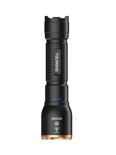 Image of Duracell DF1500R Core Plus LED Torch - 1500 Lumens, Focusable, 150 m Beam Range, USB-C Rechargeable, 18650 Li-ion Battery, Various Light Modes, Splashproof, Aluminium Housing