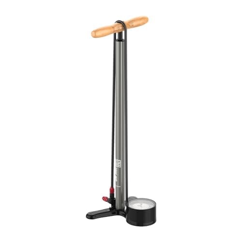 Image of LEZYNE Steel Floor Drive 3.5 High Pressure Bicycle Floor Pump with 3.5" Analog Gauge - Durable 220 PSI Tire Air Pump for Road/Track Bikes - ABS-1 Pro Chuck Fits Presta & Schrader Valve - Flat Gray