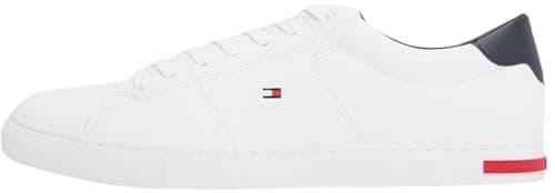 Image of Tommy Hilfiger Men’s Essential Leather Detail Vulcanised Trainers, White (White), 8