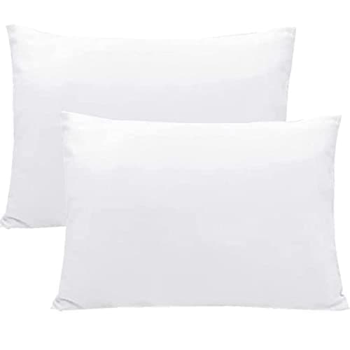 Image of Baby Toddler Pillowcase, Plain Cot Bed Pillow Pair Cases 40 x 60cm, 2 Pack 100% Cotton Soft Pillow Cover for Boys & Girls Bedding, Kids Travel Pillow Pillowcase with Envelope Closure（White）