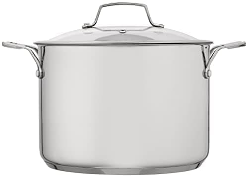 Image of Stellar Stainless Steel Stockpot with Vented Glass Lid and Twin Handles, 24cm, 6L, Induction Ready, Oven Safe, Dishwasher Safe