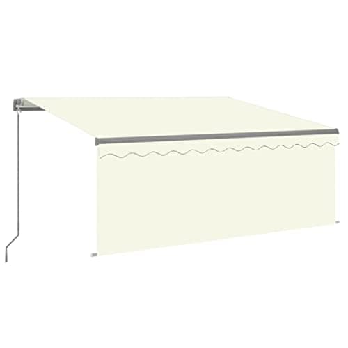 Image of vidaXL Manual Retractable Awning with Blind Outdoor Living Door Awning Folding Arm Patio Garden Awning Manual Retractable 3x2.5m Cream