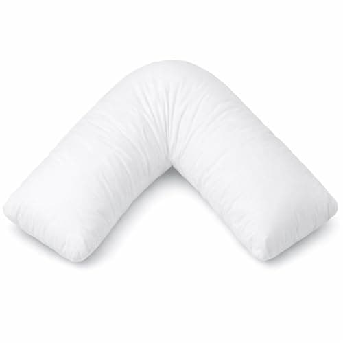 Image of GOHAR HOME V Shaped Pillow Extra Filled Virgin Hollowfibre Orthopedic Back Support Cushion 74 x 34 cm Pregnancy Pillow Maternity & Nursing Support Body Bed & Sofa Sitting Support White