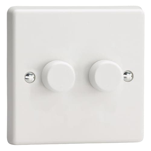 Image of Varilight Classic White, LED Dimmer Switch - V-Pro Series, 2 Gang (Single), 1 or 2 Way, 250 Watt (Trailing Edge)