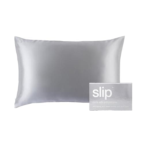 Image of SLIP Queen Silk Pillow Cases - 100% Pure 22 Momme Mulberry Silk Pillowcase for Hair and Skin - Queen Size Standard Pillow Case - Anti-Aging, Anti-BedHead, Anti-Sleep Crease, Silver (20" x 30")