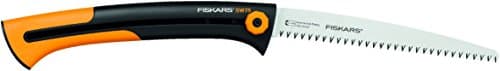 Image of Fiskars Large Handsaw for Fresh Wood, Coarse Serration, Blade Length: 25.5 cm, Retractable, Stainless Steel, Black/Orange, Xtract, SW75, 1000614