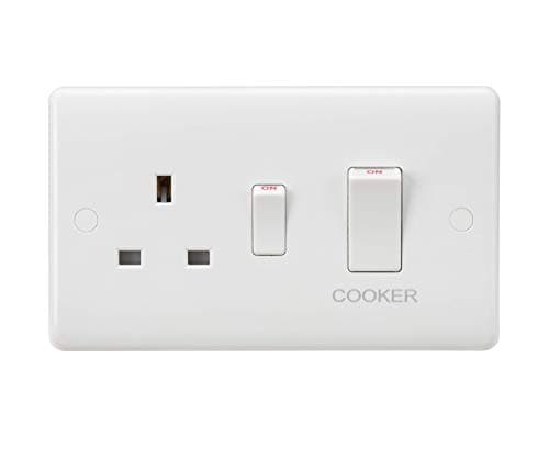 Image of Knightsbridge CU8333N Curved Edge 45 A DP 13 A Switched Socket with Neon's, White
