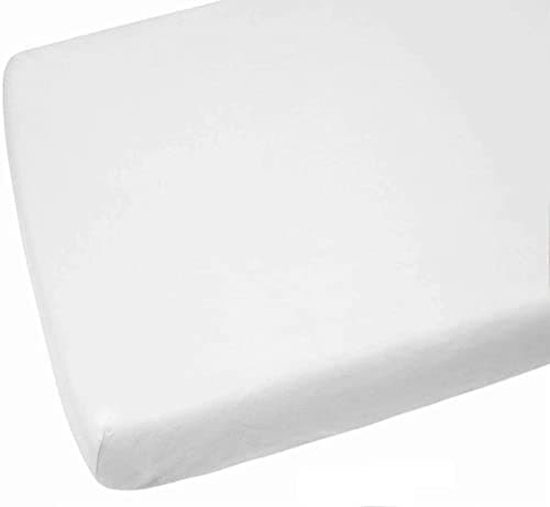 Image of Dudu N Girlie | Cot Bed Fitted Sheets 140 x 70 Cotton Jersey | Hypoallergenic Toddler Bed Sheet Fully Elasticated Skirt Breathable Easy Care | Junior Bed sheets (Single Pack, White)