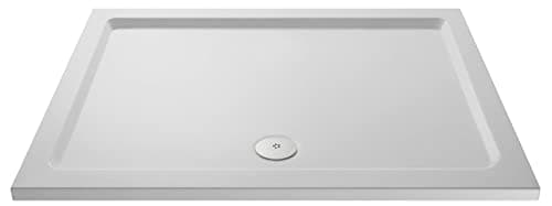Image of nuie NSR031 Trays Modern Bathroom Slip Resistant Large Rectangular Shower Tray, 700mm x 1400mm, Matt White