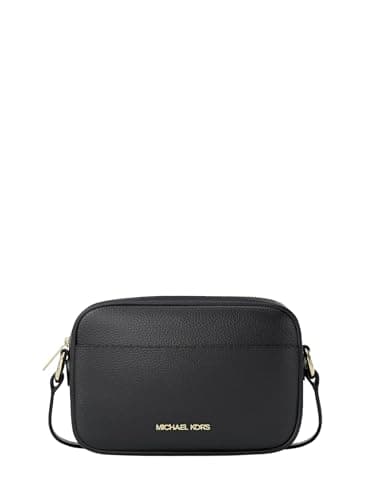 Image of Michael Kors Jet Set Small Pebbled Leather Camera Crossbody Bag Black