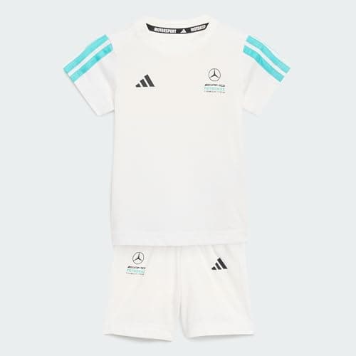 Image of adidas Unisex Baby MERCEDES - AMG PETRONAS FORMULA 1 TEAM DNA BABY JOGGER SHORT SLEEVE, white/semi mint rush, 18-24 Months