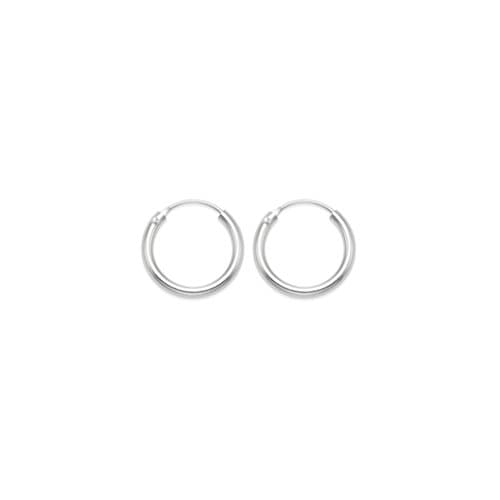 Image of Sterling Silver 12 mm x 1.4mm hinged Hoop Earrings- BEWARE - these earrings are TINY and fiddly to insert. Gift boxed. MUCH SMALLER THAN SHOWN, SEE 2ND AND 3RD PHOTO FOR SIZE. 6225