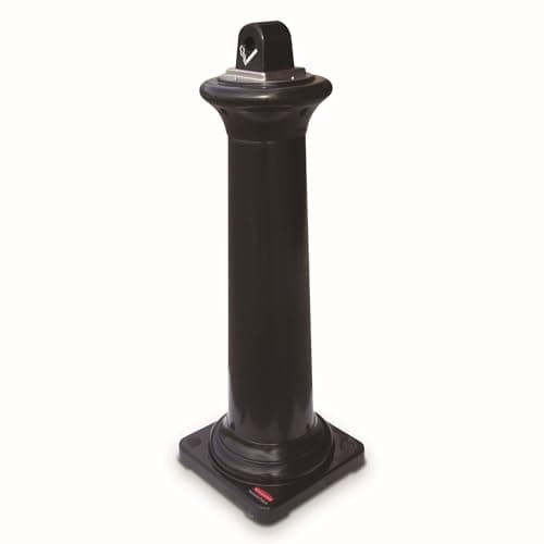 Image of Rubbermaid Commercial Products GroundsKeeper Tuscan Receptacle | Large Outdoor Metal Ashtray Bin for Smoking Areas | Black