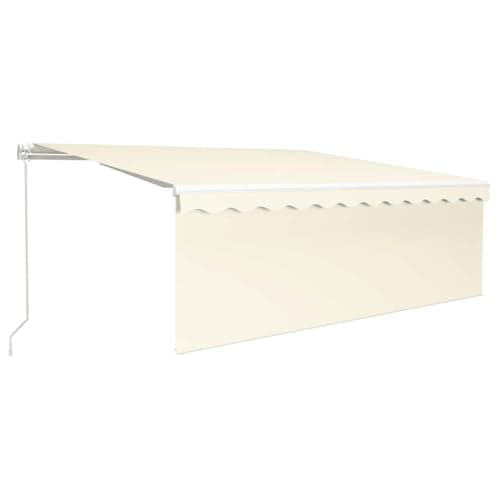 Image of vidaXL Manual Retractable Awning with Blind Outdoor Living Door Awning Folding Arm Patio Garden Awning Manual Retractable 4x3m Cream