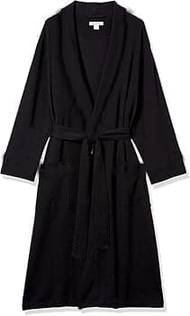 Image of Amazon Essentials Men's Lightweight Waffle Bathrobe (Available in Big & Tall), Black, XXL Plus