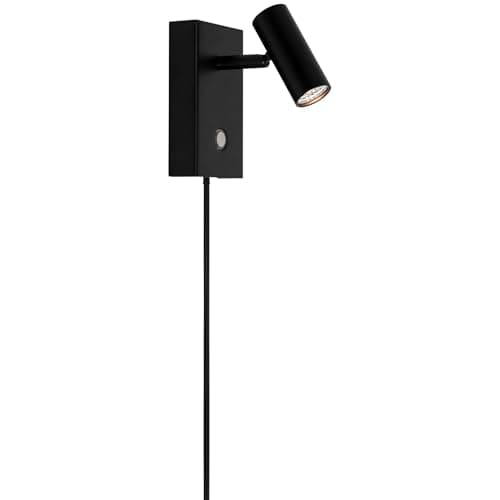Image of Nordlux Omari Indoor Wall Light Black Metal Intergrated LED On-Fixture Switch - Bedroom, Bedside, Living Room Plug in or Mains Powered, IP20
